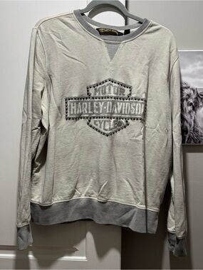 Harley-Davidson Womens 1W Grey Logo Crewneck Sweatshirt